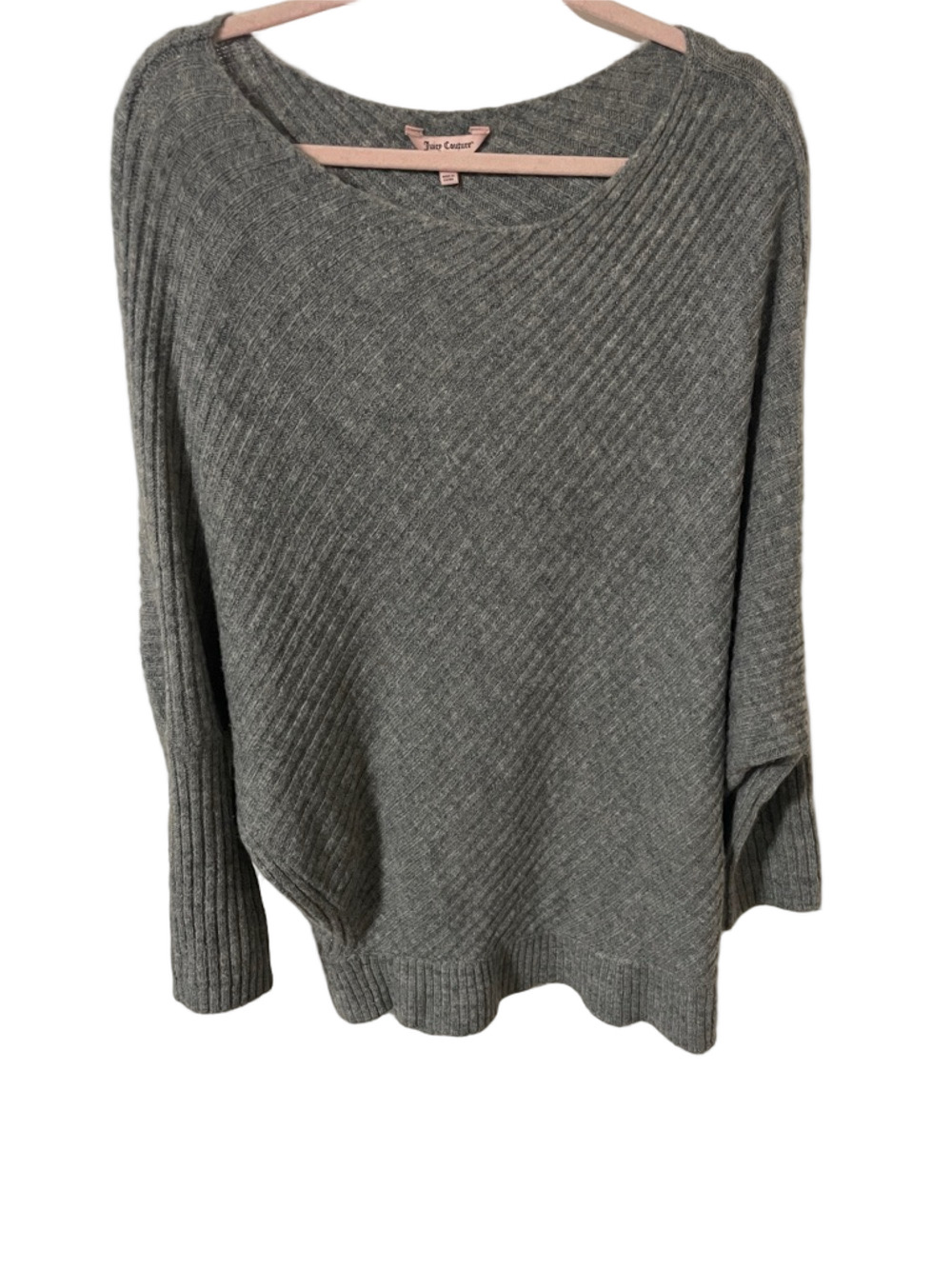 Juicy Couture Gray Ribbed Scoop Neck Sweater Size XL